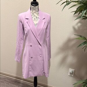 Women's Lavender Double-Breasted Blazer Jacket